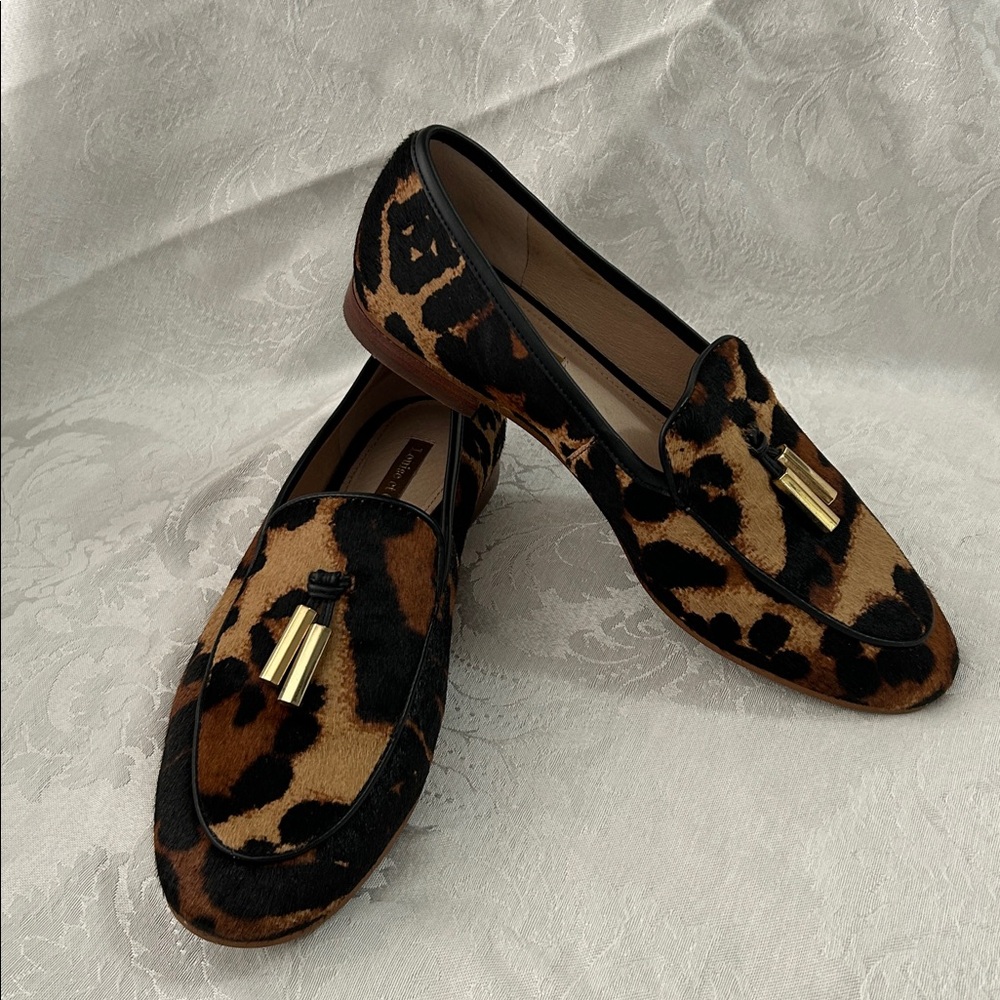 Louise et Cie blondell Leopard calf hair women’s Loafers with Tassels sz 7.5M/38